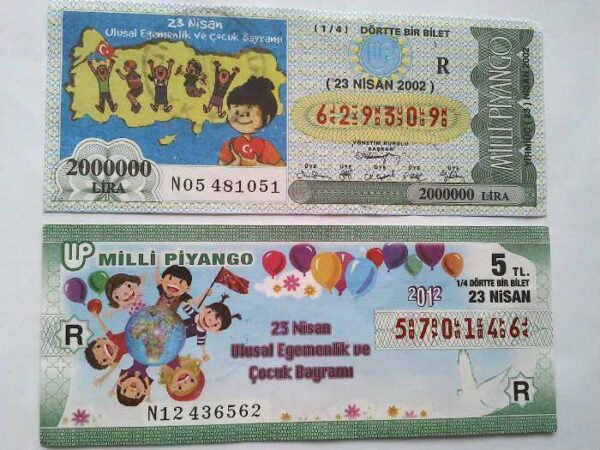 KOLEKSIYONLUK 2002 2012 23 NISAN ULUSAL EGEMENLIK COCUK BAYRAMI PIYANGO BILETLERI NADIRDIR